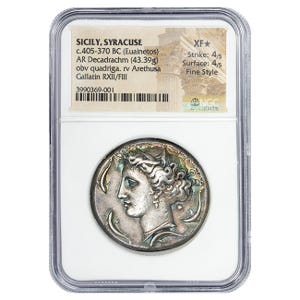 405-370 B.C., Ancient Greek: Sicily, Silver Tetradrachm NGC XF45