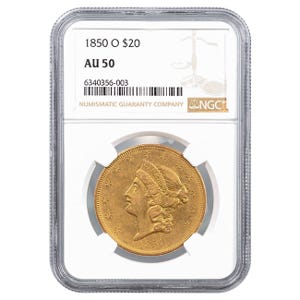 1850-O $20 Liberty Gold Double Eagle NGC AU50