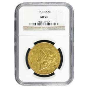 1851-O $20 Liberty Gold Double Eagle NGC AU53