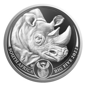 5oz Silver Big 5 Rhino Series 2 Uncirculated Coin w/Box & COA