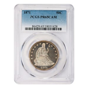 1871 Half Dollar Seated Liberty Cameo PCGS PF65