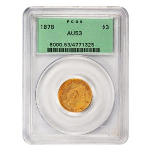 1878 $3 Gold Indian Princess PCGS AU53