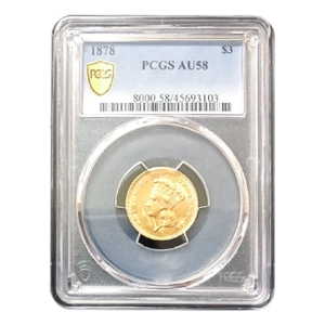 1878 $3 Gold Indian Princess PCGS AU58