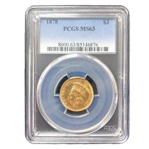 1878 $3 Gold Indian Princess PCGS MS63