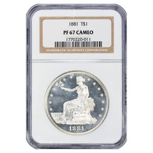 1881 $1 Silver Trade Dollar NGC PF67 Cameo