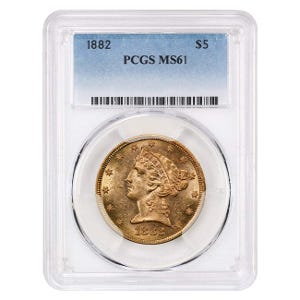 1882 $5 Liberty Gold Half Eagle PCGS MS61