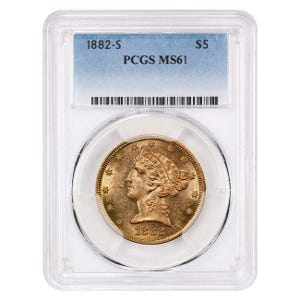 1882-S $5 Liberty Gold Half Eagle PCGS MS61