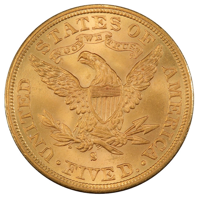 1882-S $5 Liberty Gold Half Eagle NGC MS65