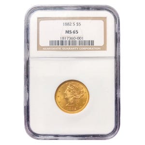 1882-S $5 Liberty Gold Half Eagle NGC MS65