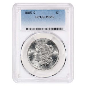 1885-S $1 Morgan Silver Dollar - PCGS MS65