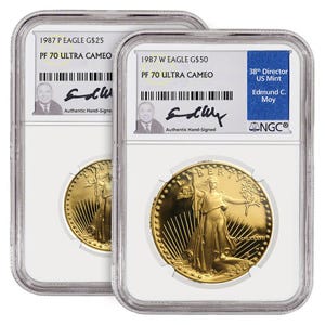 1987 Gold American Eagle 2 Coin SET PF70
