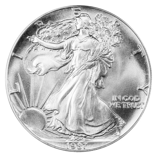 1987 Silver American Eagle MS69 Coin - David Ryder Label