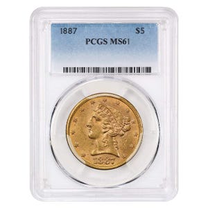 1887-S $5 Liberty Gold Half Eagle PCGS MS61