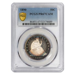 1890 Half Dollar Seated Liberty PCGS PR67 CAM