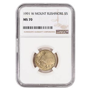 1991 $5 Mount Rushmore MS70
