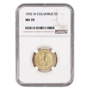 1992 $5 Christopher Columbus MS70