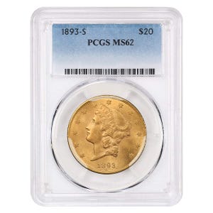 1893-S $20 Liberty Gold Double Eagle MS62 PCGS