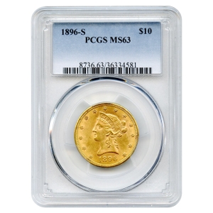 1896-S $10 Liberty Gold Eagle PCGS MS63