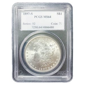 1897-S $1 Morgan Silver Dollar - PCGS MS64