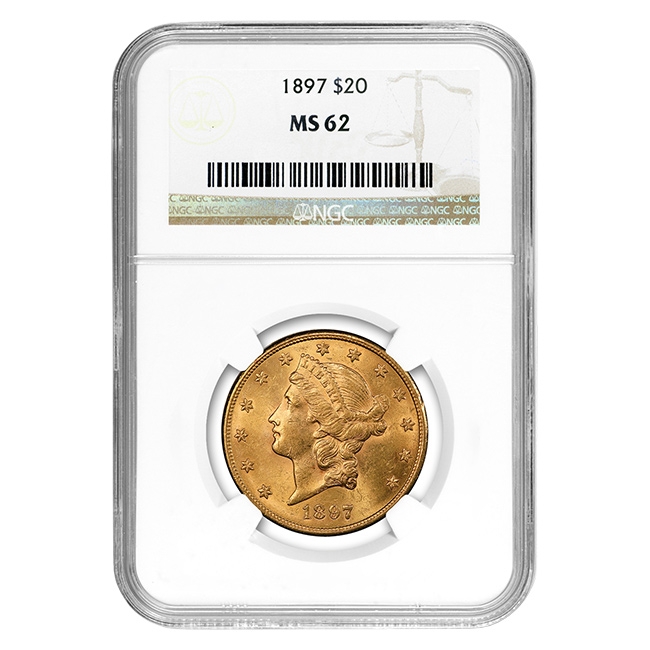 高鑑定　NGC-MS62　新二十圓金貨　明治30年（1897） 高鑑定 NGC-MS62 新二十圓金貨 明治30年（1897）