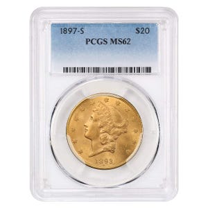1897-S $20 Liberty Gold Double Eagle MS62 PCGS