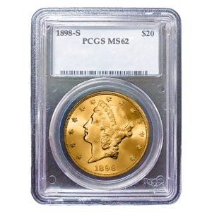 1898-S $20 Liberty Gold Double Eagle PCGS MS62