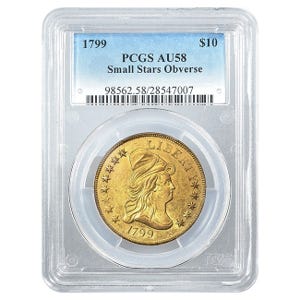 1799 $10 Draped Bust Small Stars Obverse PCGS AU58