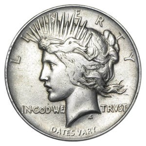 Common Date $1 Peace Silver Dollar VG+