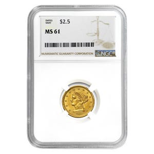 $2.50 Liberty Gold MS-61 Coin (Random Year)