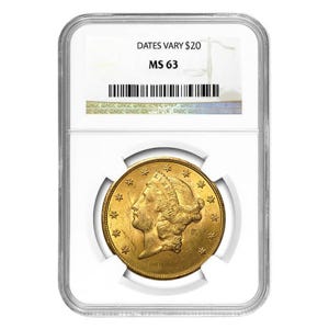 Common Date $20 Liberty Gold Double Eagle MS63