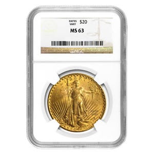 $20 Saint-Gaudens Gold Double Eagle Coin - Random Year MS63