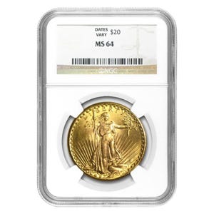 $20 Saint-Gaudens Gold Double Eagle Coin - Random Year MS-64 NGC