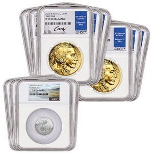 (10) 2023 Gold Buffalo Proof 70 Coins w/ (4) FREE Bison PF70 coin