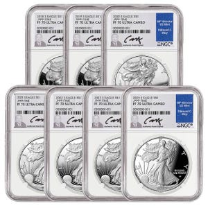 2018-2025 - San Francisco Mint Silver American Eagle PF70 Coins