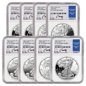 2018-2025 - San Francisco Mint Silver American Eagle PF70 Coins