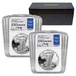 (20) 2025-S Silver American Eagle Proof 70 Coins
