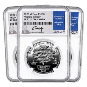 (3) 2025 Platinum American Eagle Proof 70 Coins