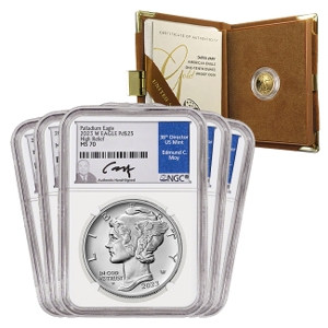(5) 2023 Palladium American Eagles MS70 Coins + FREE $5 Gold Eagle Proof Coin