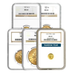 Liberty 5 pc set MS62 NGC