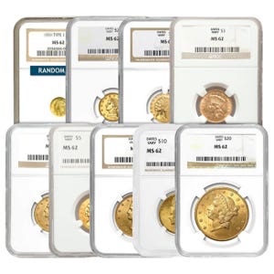 Indian + Liberty 9 pc set MS62 NGC