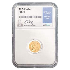 $2.50 Indian Gold Quarter Eagle Ed Moy NGC MS63 (Random Year)