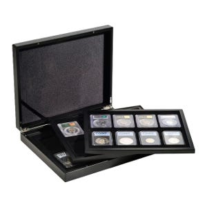 Matte Black Wood 24 Slab Display Box (3 trays holds 8 slabs each)