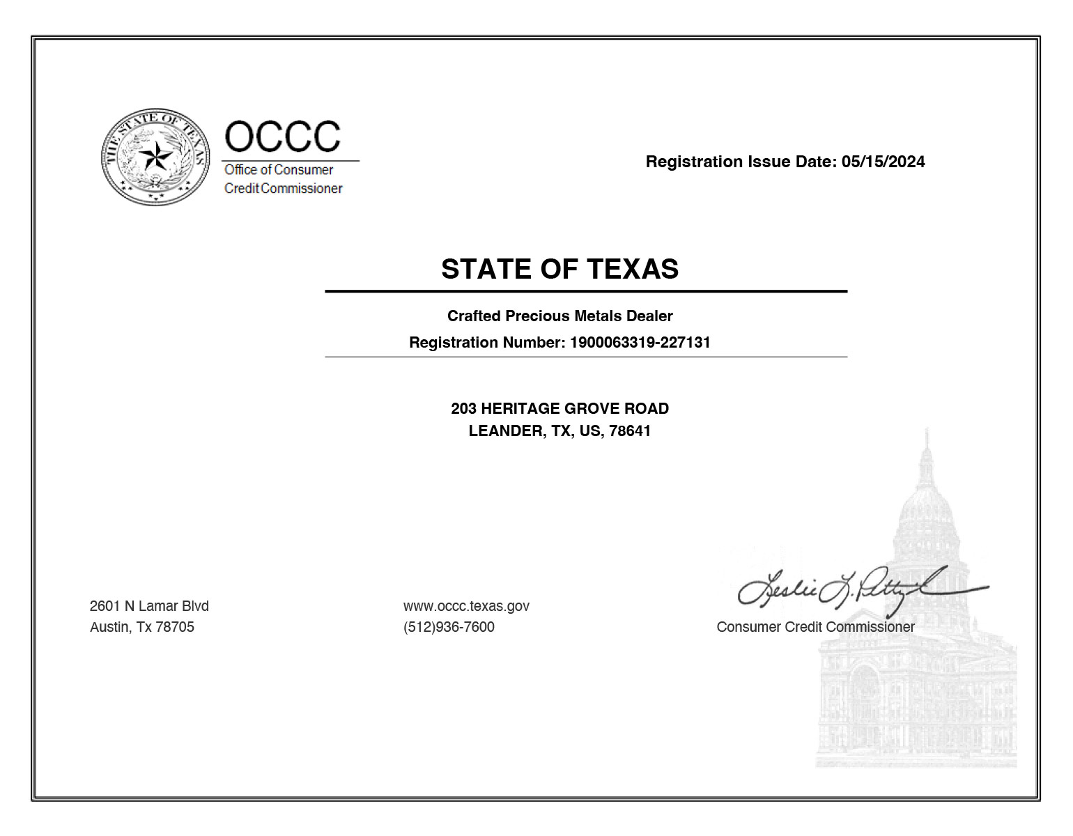 Texas Certification