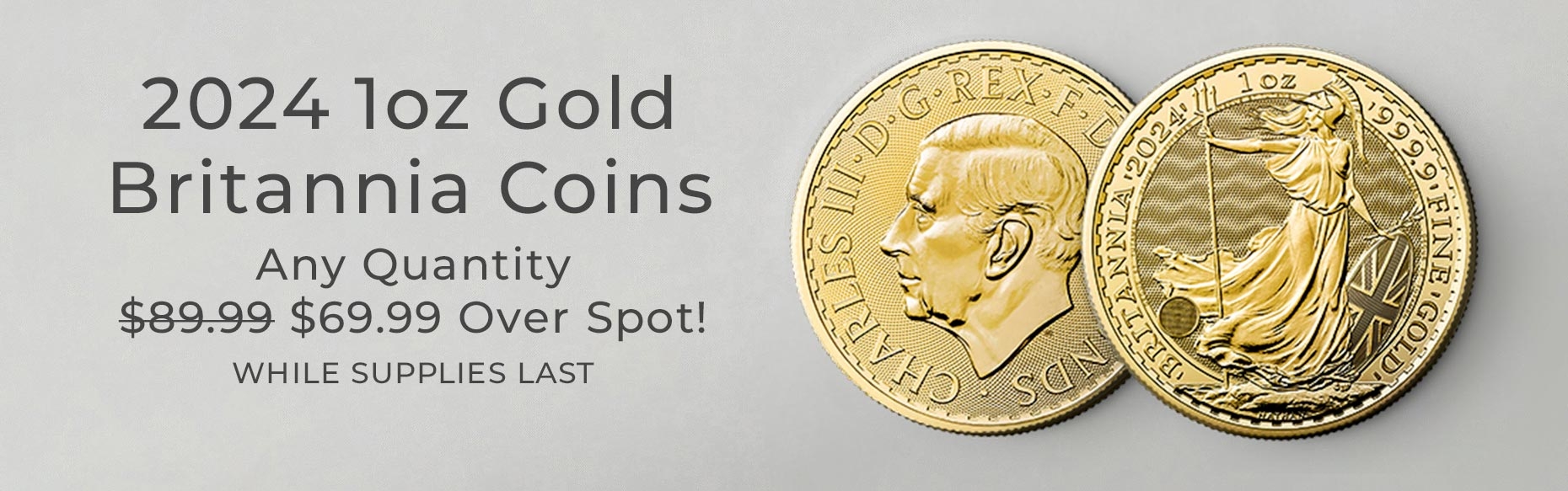 Front and back of 2024 1oz Gold Britannia Coins.